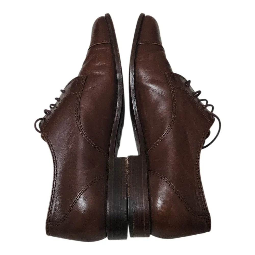 Ralph‎ Lauren Kids Brown Leather Cap Toe Oxford Dress Shoes Made in Italy 7B